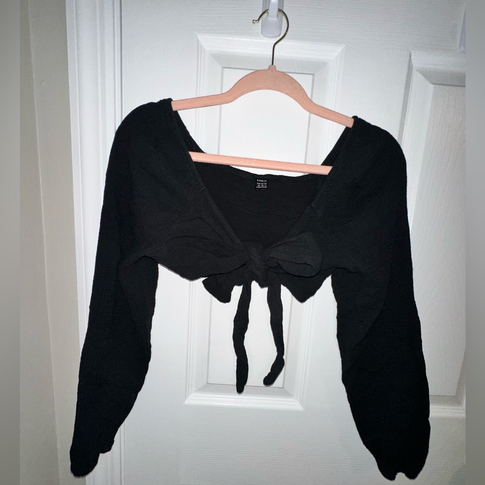 Black Cross Tie Crop Top